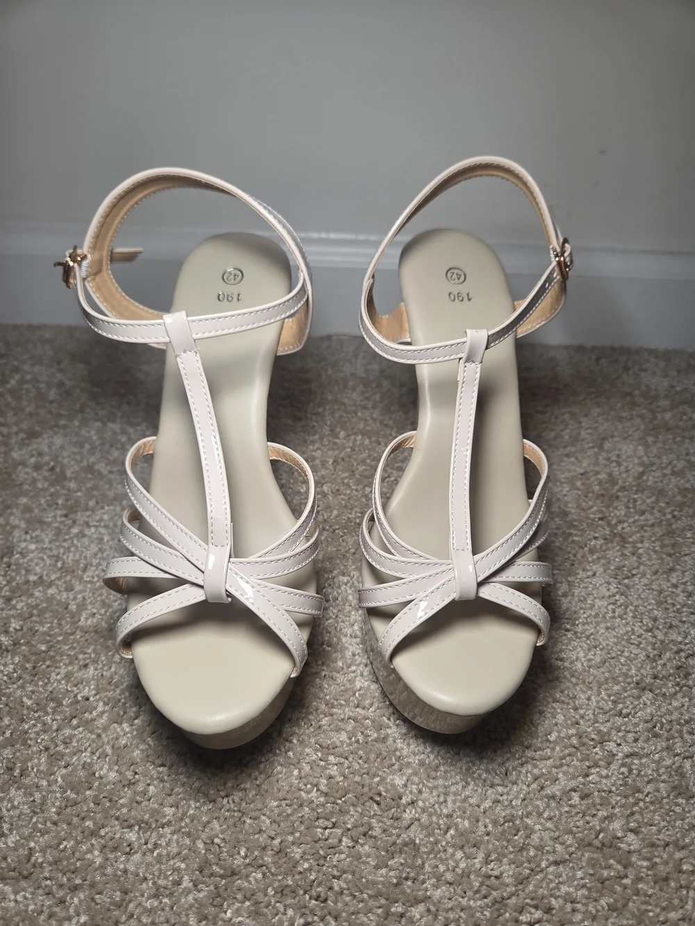 Strappy Platform High Heel Sandals - Nude